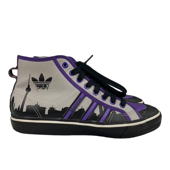 adidas Shoes - Adidas Nizza Hi "Berlin" Purple‎ Gray Sneakers Women's Size 8
